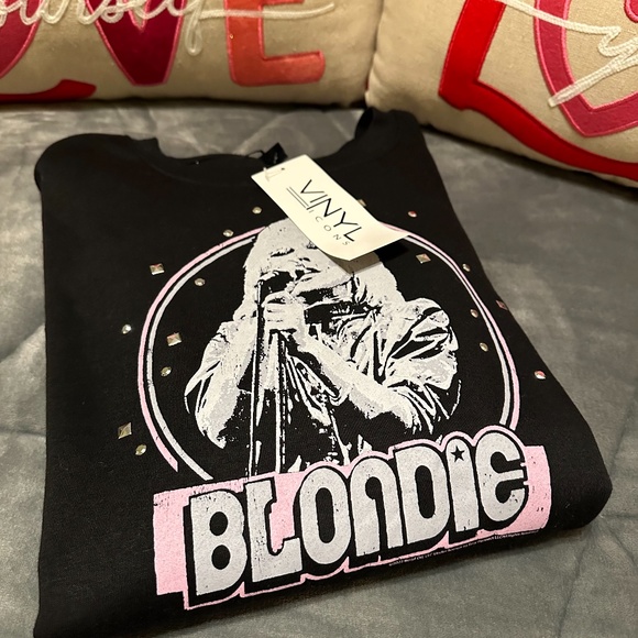 Vinyl Icons Blondie Black Graphic Sweatshirt with Studs & Tassels NWT Size Large - Picture 5 of 11